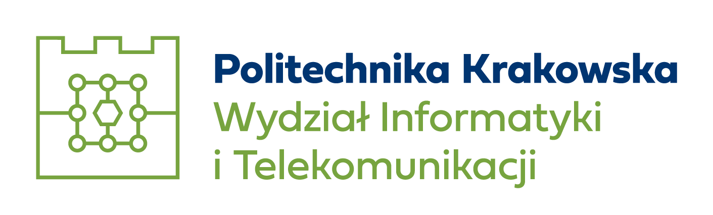 asymetryczne logo Wydziału Informatyki i Telekomunikacji do stosowania samodzielnie lub z sygnetem Politechniki Krakowskiej